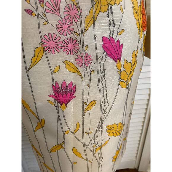 Vintage 1970s ALFRED SHAHEEN Floral‎ Screen-Printed Shift Dress zinnias - Picture 6 of 10